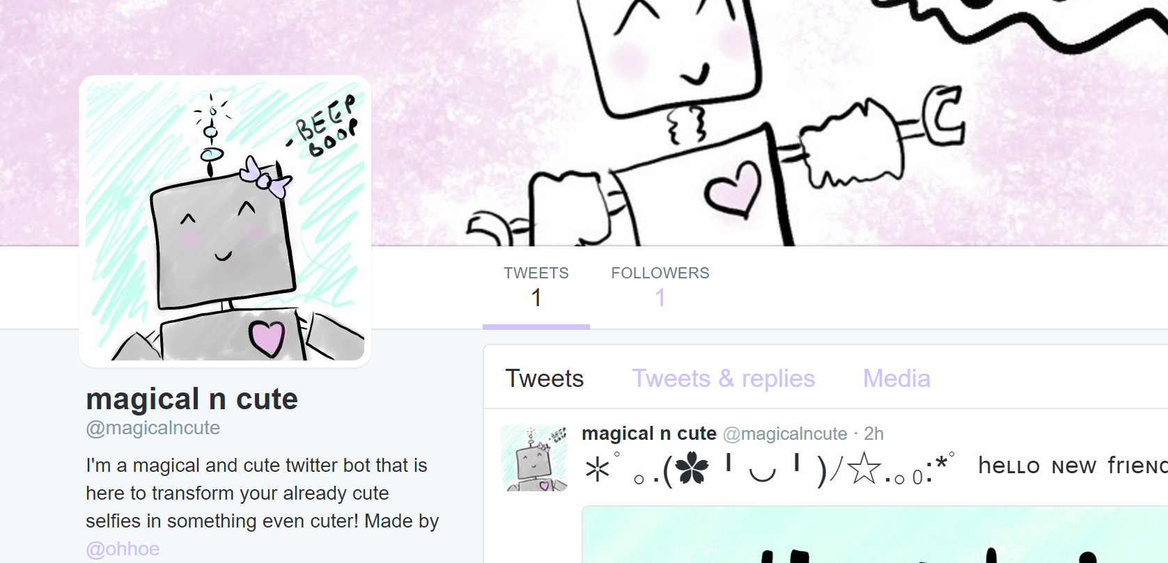 Photo of magical and cute twitter bot.